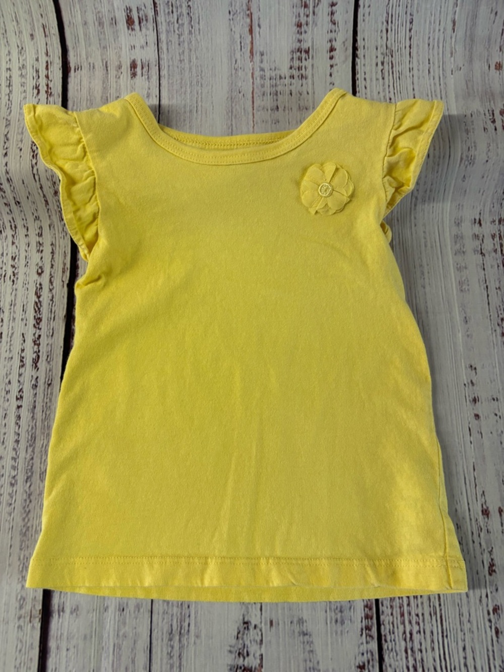 Carter's Yellow Flutter Sleeve Tank Top with Flower Accent
